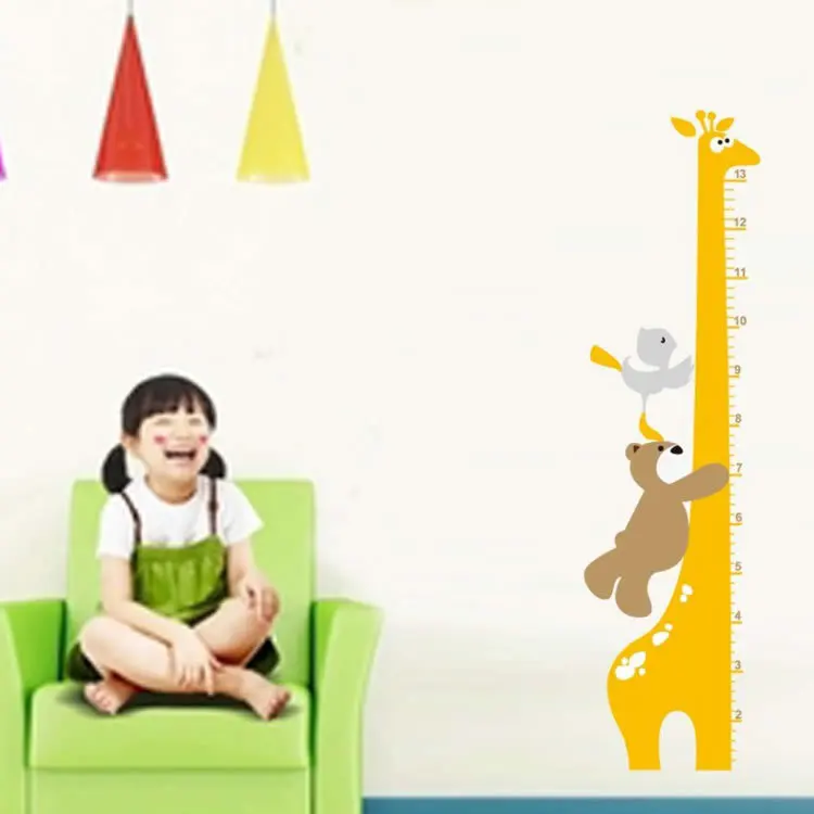 

Free Shipping Cartoon Bear Giraffe Height Stickers DIY Removable Wall Stickers Kids Room Nursery Home Decor Mural Decal JM8242