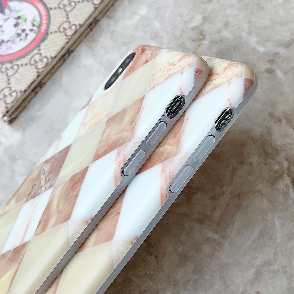 Geometrical Marble Design TPU Cover Case for iPhone 7 8 Plus X XR Xs Anti-Scratch Anti-Finger Mobile Phone Accessories |