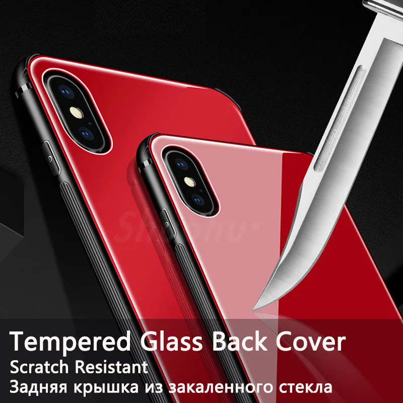 Shuohu закаленное Стекло сзади + TPU чехол для Iphone 7 6S 6 Plus случаях Элитный силиконовый X