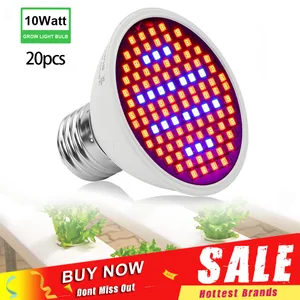 Лампы для выращивания растений 20 шт.лот, 106 светодиодов, 10 Вт, E27, красные, синие, полный спектр, комнатные лампы для растений, гидропоника, лампа для выращивания, оптовая продажа