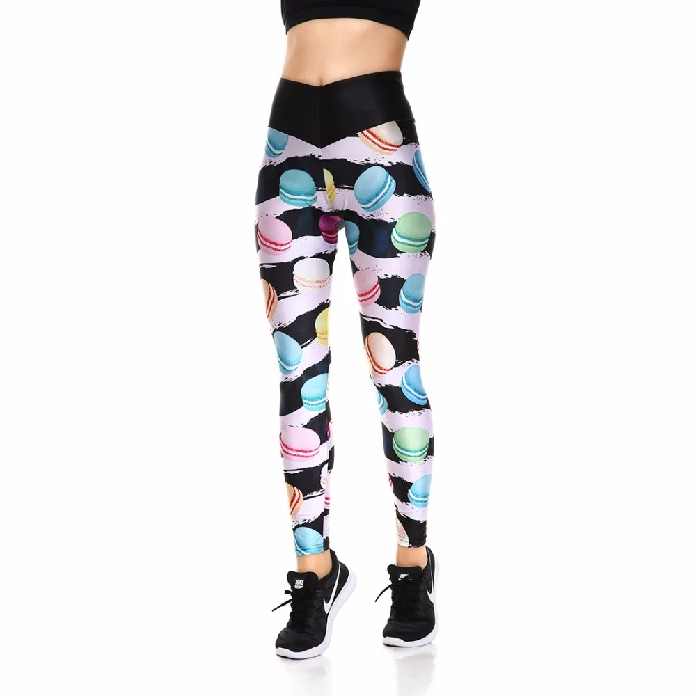Pants Sexy New Sweet Cake Macaron Color Women's Digital Print LEGGINGS Big Hip High Waist Trousers Fitness | Женская одежда