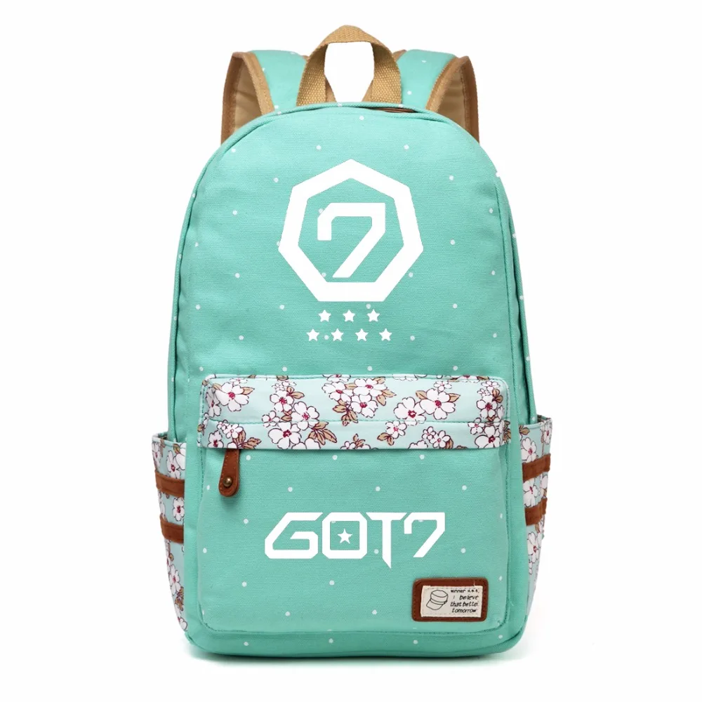 WISHOT GOT7 рюкзак Kpop дорожная сумка для девочек Женская холщовая школьная в горошек с
