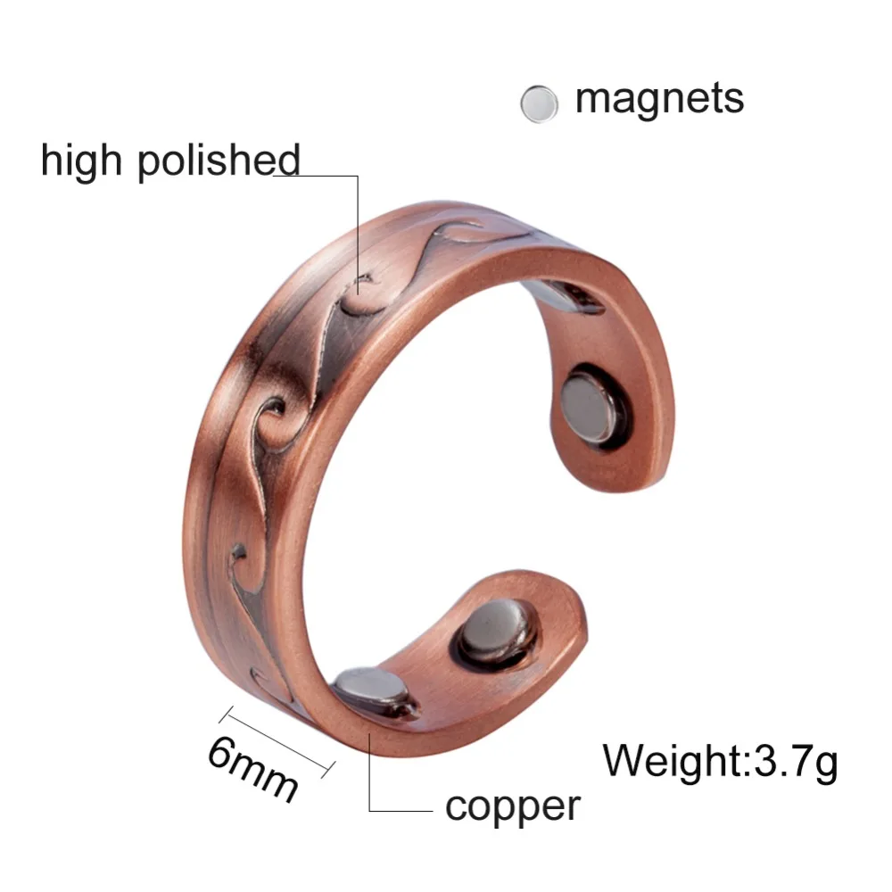 Vinterly магнитные кольца из чистой меди винтажные открытые манжеты с регулируемым