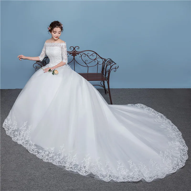 2021 Новое поступление свадебное платье с коротким рукавом кружевное бальное