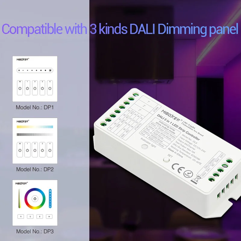 MiBOXER DALI 5 в 1 светодиодный контроллер полосы DL5 15A Одноцветный/CCT/RGB/RGBW/RGB + CCT диммер