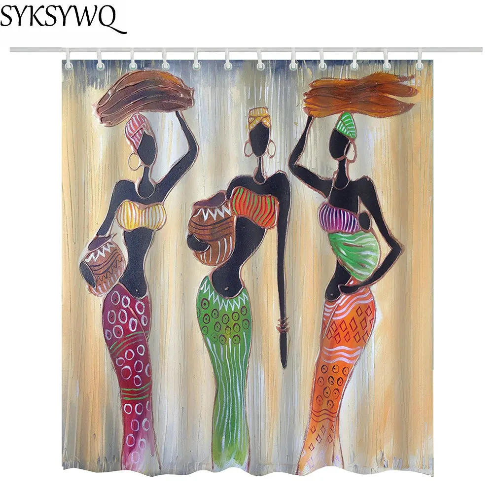 

Sexy African woman bathroom curtain waterproof polyester african shower curtains bathroom curtain