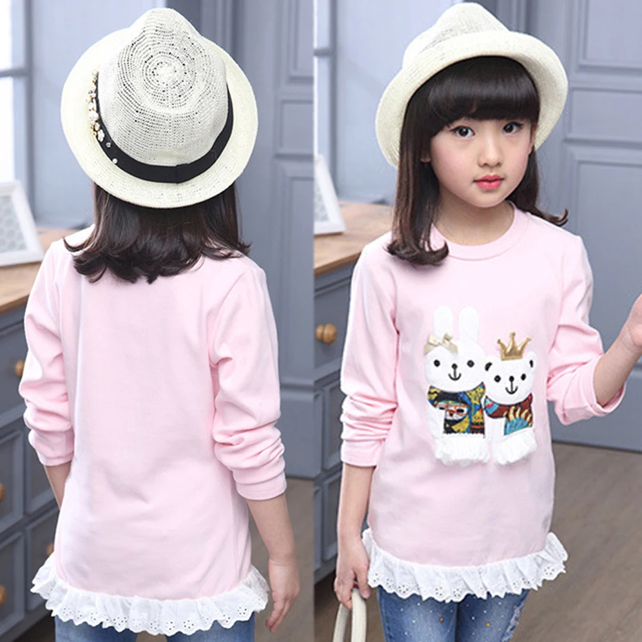 Футболки для девочек Весенняя одежда детей Носки с рисунком медведя из мультика