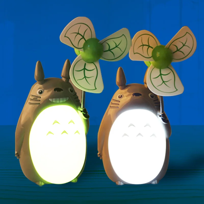 

My Neighbor Totoro Night Light Table With small fan Cartoon Totoro Table Lamp Creative Student Bedroom Bedside children FSWB