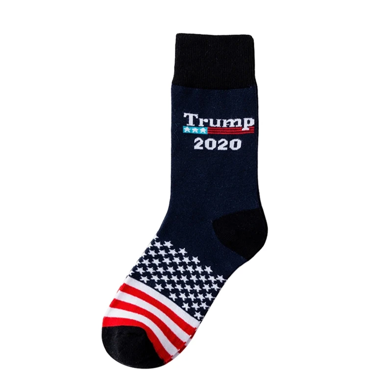 Сшитые цветные носки с принтом американского национального флага Trump 2020 мягкие