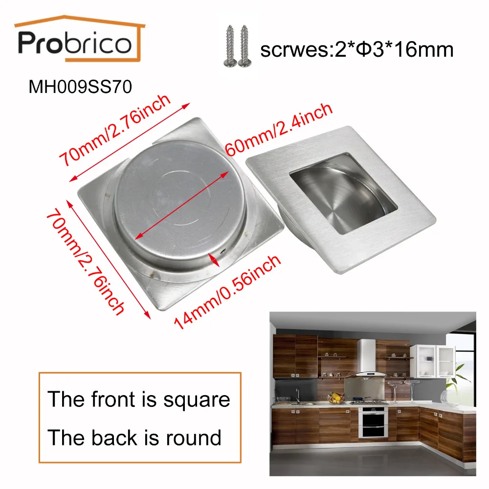 Probrico 2 шт., современные встраивные дверные ручки для кухни, шкафа, шкафа, двери, ящика, скрытые ручки, шкаф, раздвижные утопленные ручки