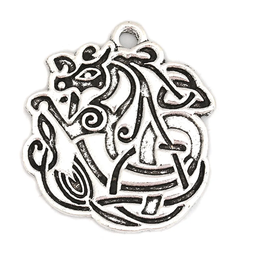 Подвески DoreenBeads из сплава цинка Круглые серебристого цвета с пентаграммой