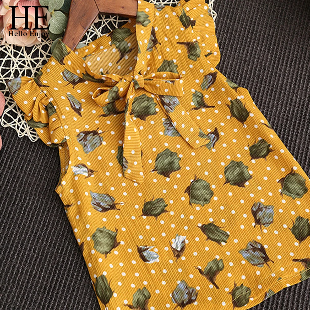 HE Hello Enjoy/Летняя одежда для маленьких девочек шифоновая рубашка в горошек без