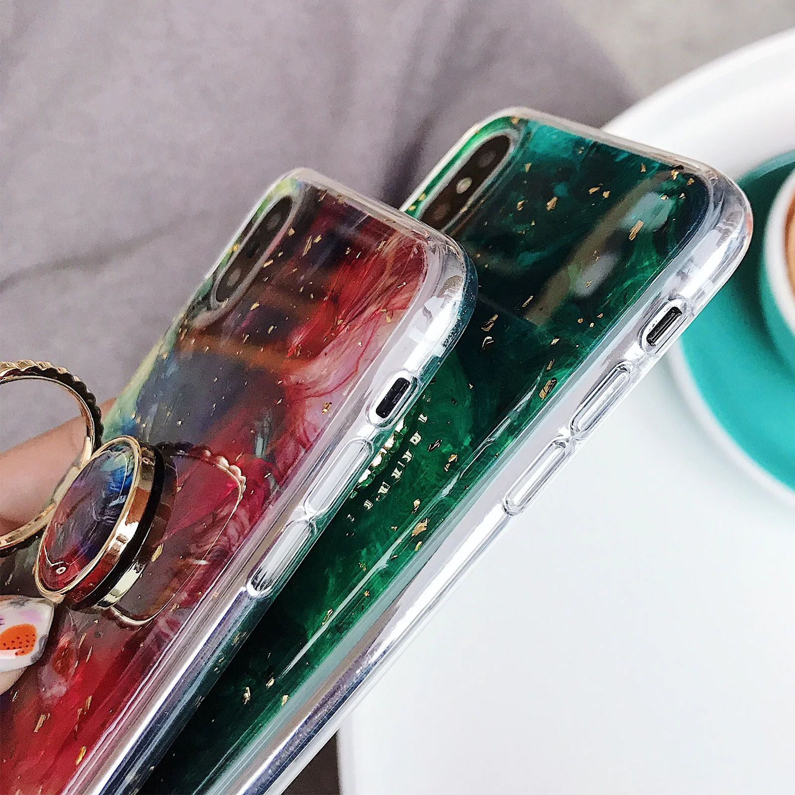 Роскошное кольцо на палец и подставка под мрамор чехол для iPhone XS MAX XR X 6 S 7 8 Plus