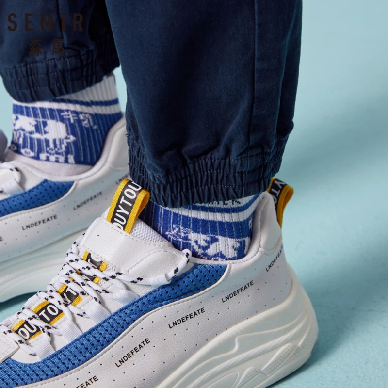 SEMIR мужские мягкие хлопковые брюки карго облегающие с эластичным подолом