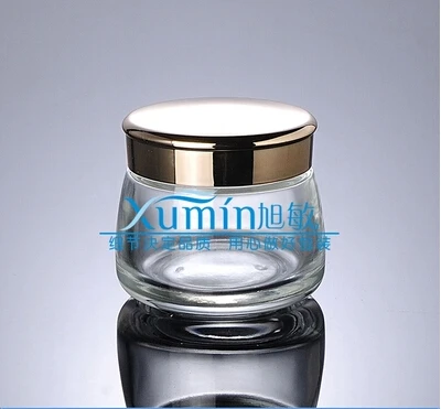 

Capacity 130g fr-shipping 50pcs/lot clear transparent Cream jar bright cover glass cream jar , cosmetic glass bottle