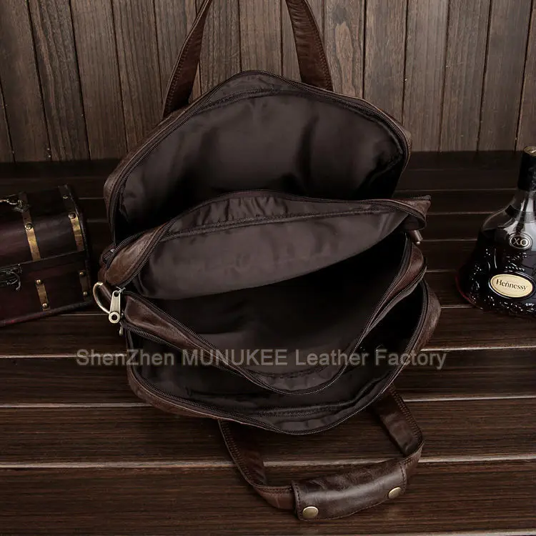 Fashion men briefcase Genuine leather Briefcase Men Leather business bag  portfolio office bag brief case Tote laptop bag 15.6