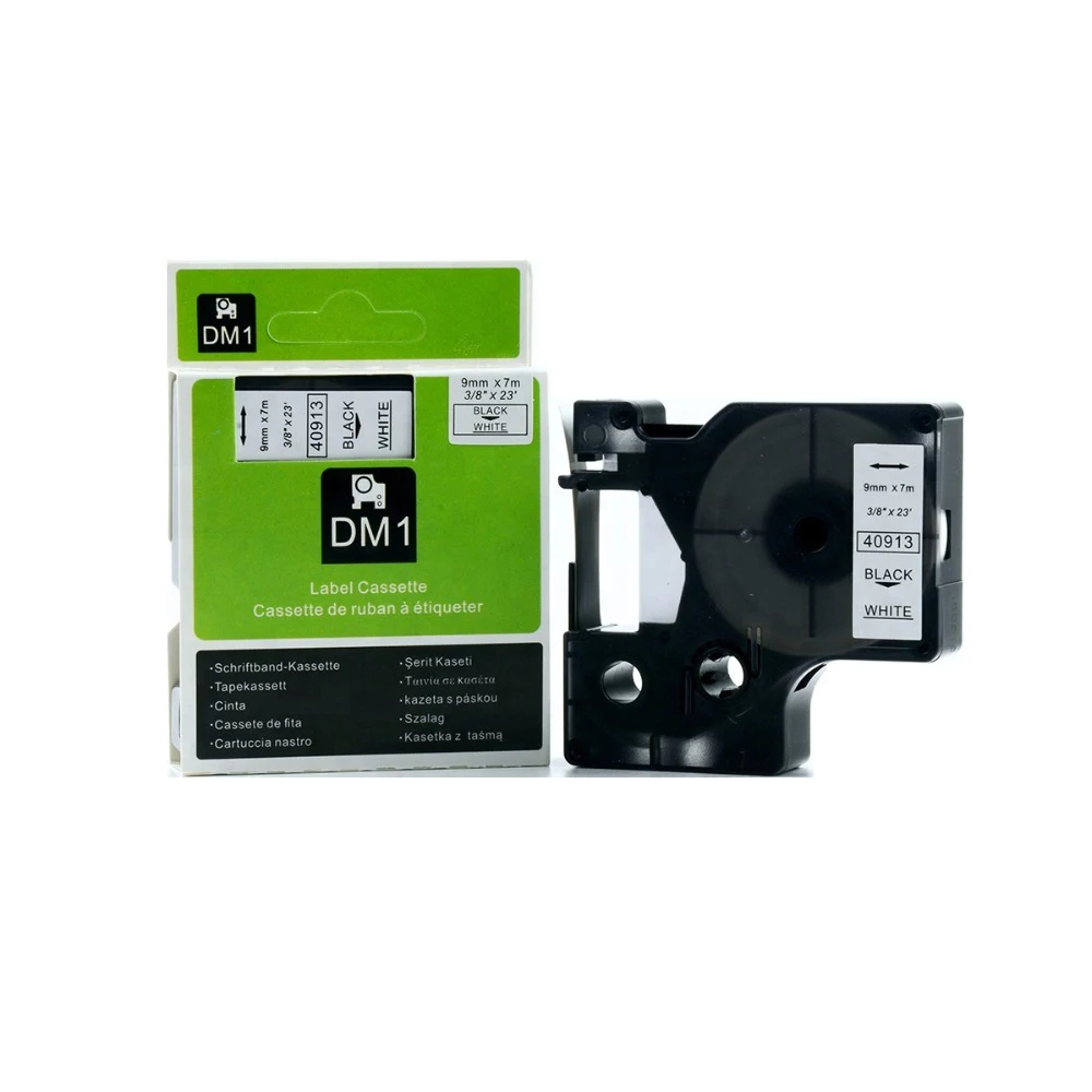 5 шт. для DYMO D1 40913 лент этикеток черный на белом 9 мм * 7 м лента принтера совместимая