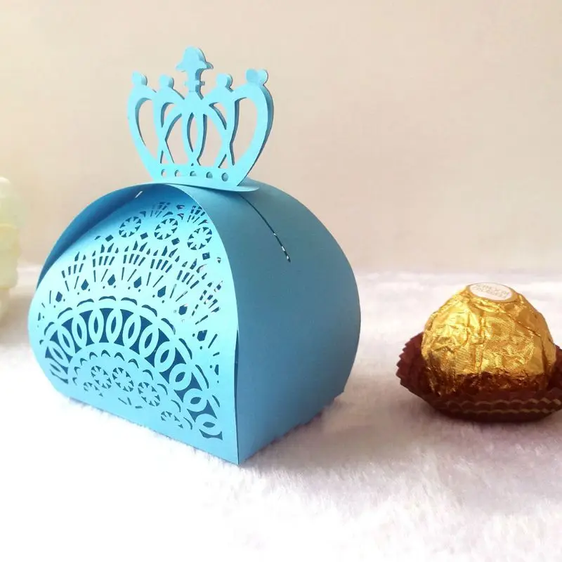 25 шт./упак. Корона лазерная резка полые коробки для шоколада и сладостей Baby Shower
