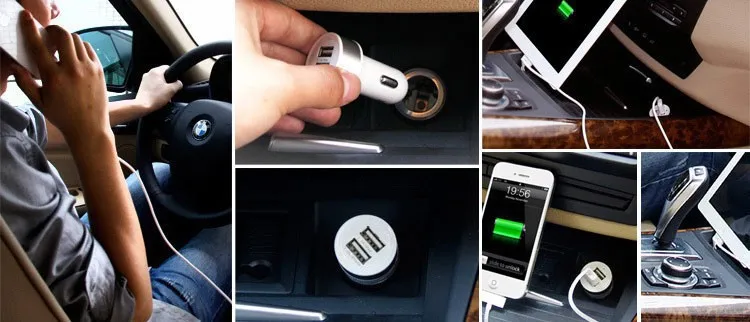 Зарядное устройство для автомобиля с двумя портами USB 5В адаптер 2A универсальное