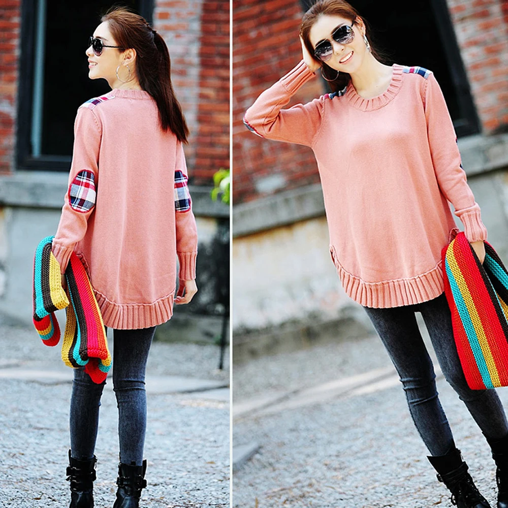 Модные женские пуловеры вязаные топы с воротником Свободный вязаный свитер