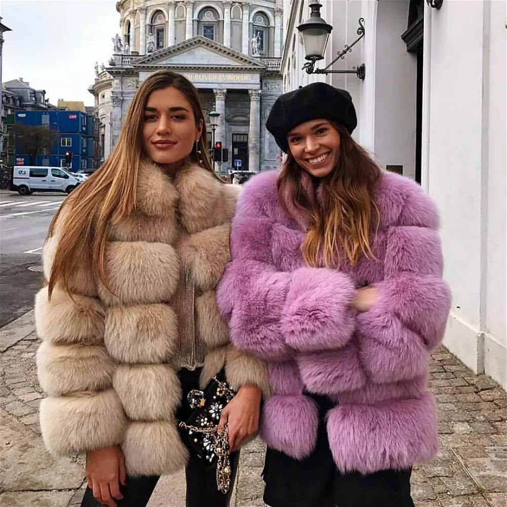 Женские зимние пальто с натуральным лисьим мехом теплые куртки лисы толстым