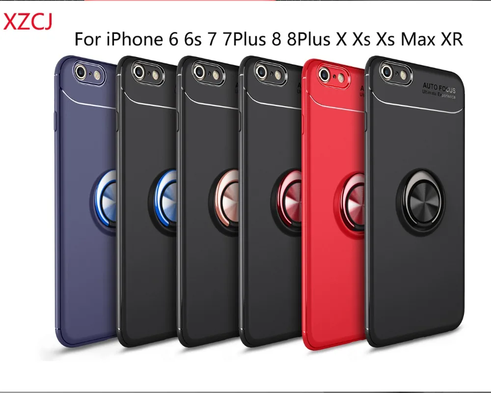 Soft TPU Case For iPhone 7 8 X Xs XR Max Auto Focus Invisible Ring Holder cover 7plus 6s Plus free shipping |