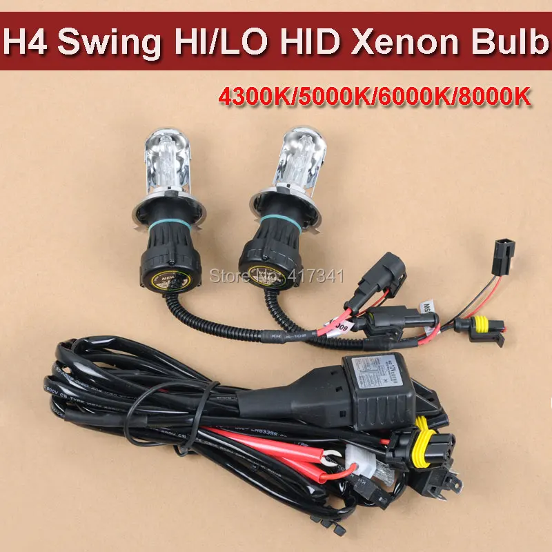 35 Вт AC 12 В ксеноновая лампа дальнего и ближнего света H4 Свинг HI/LO HID Bi Xenon 3000K 4300K 6000K