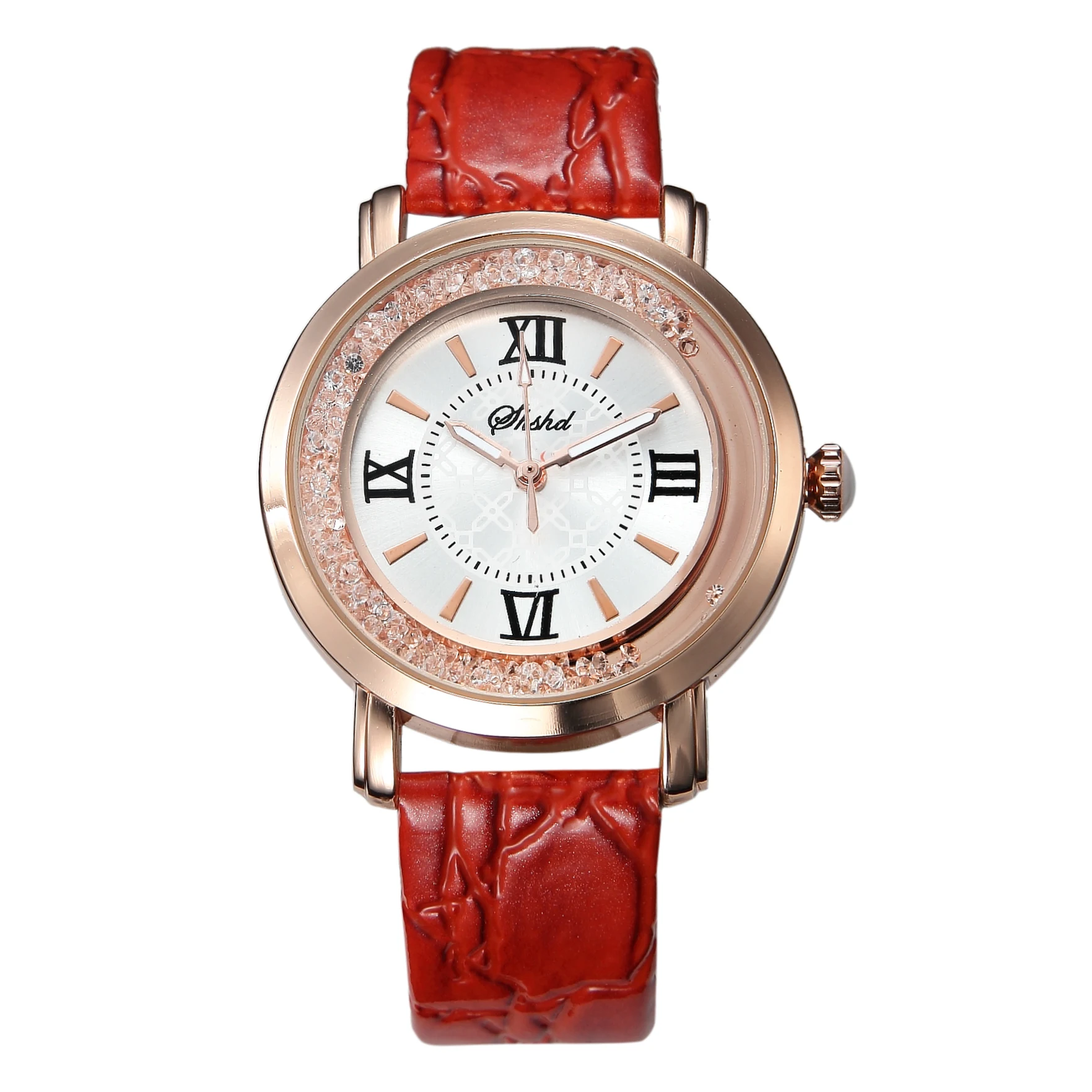 

Hot Sales Rose Gold Case Pu Leather Watch Women Ladies Quicksand Dress Quartz Wristwatches Relogio Feminino 3617