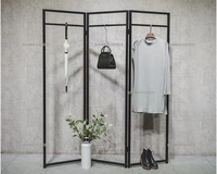 clothes store display stand floor to floor coat rack womens clothing store simple retro iron screen side hung in the island she