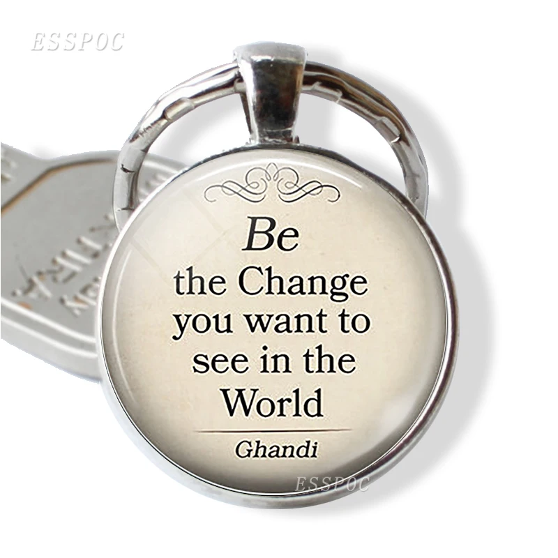 Брелок с надписью Be The Change металлический брелок для ключей подарок на