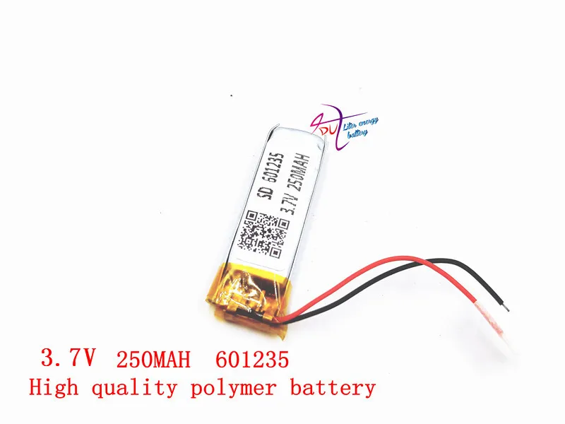 Polymer battery 250 mah 3.7V 601235 smart home MP3 speakers Li-ion for dvr GPS mp3 mp4 cell phone speak | Электроника