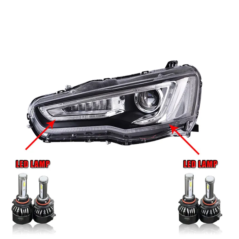 ALL LED 2 шт. светодиодный фары для Mitsubishi Lancer-ex 09-16 Автомобильный светодиодный фонарь двойной ксеноновый Объектив Автомобильные аксессуары дневные ходовые огни - Color: ALL LED