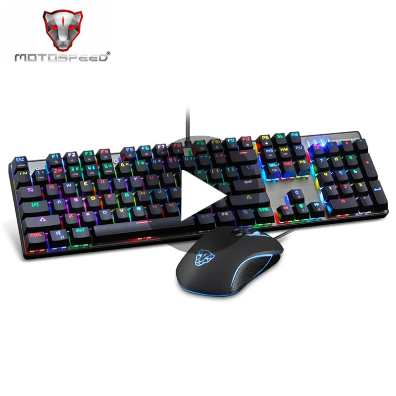 Motospeed CK888 игровая механическая клавиатура с подсветкой и мышь RGB для компьютера ПК