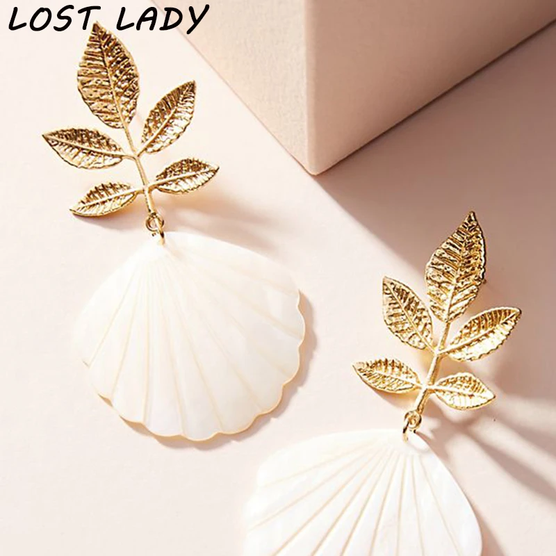 Lost Lady натуральный корпус серьги капли для женщин золотые цветные листья