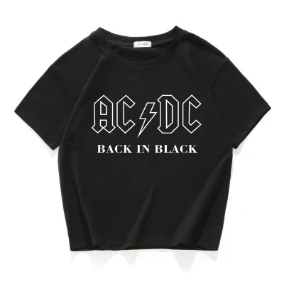 Известный бренд ACDC, женские топы, хлопок, футболка, Повседневная футболка, женская футболка с круглым вырезом, подходит ко всему, топ, летний Свободный Топ, женская одежда - Цвет: 144 black