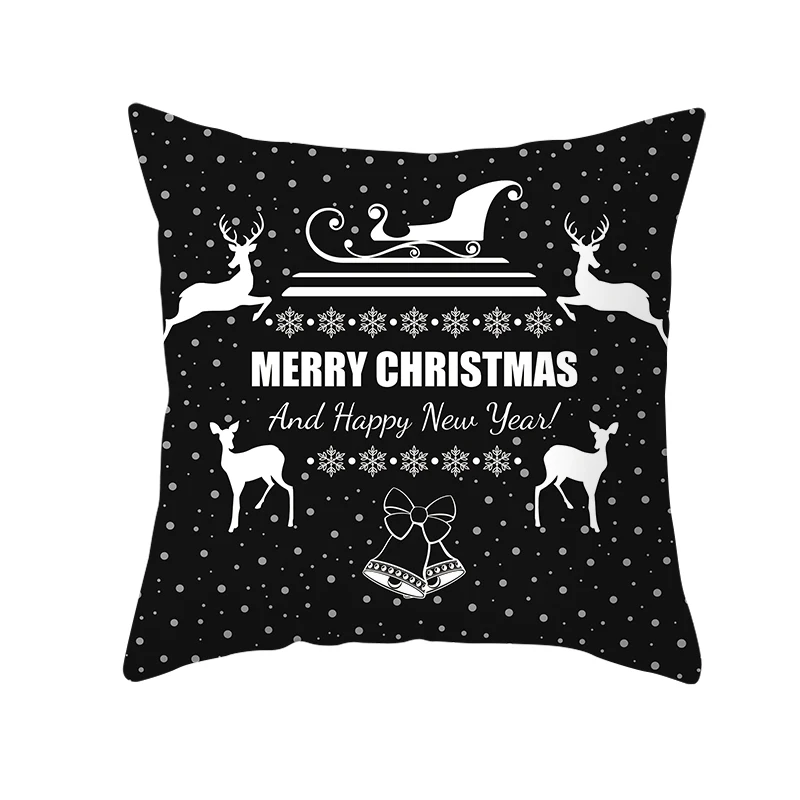 H10 mling 1pcs 45x45cm Santa Claus Christmas Tree Pillowcase Peach Skin Pillowcase Waist Pillow Polyester Throw Pillow Case Cover - Color: H10