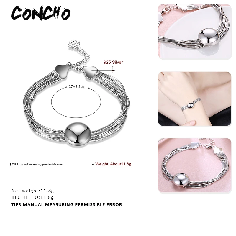 Кончо Jewelry 925 пробы сердце браслет для Для женщин Юбилей best подарки 2018 ювелирные