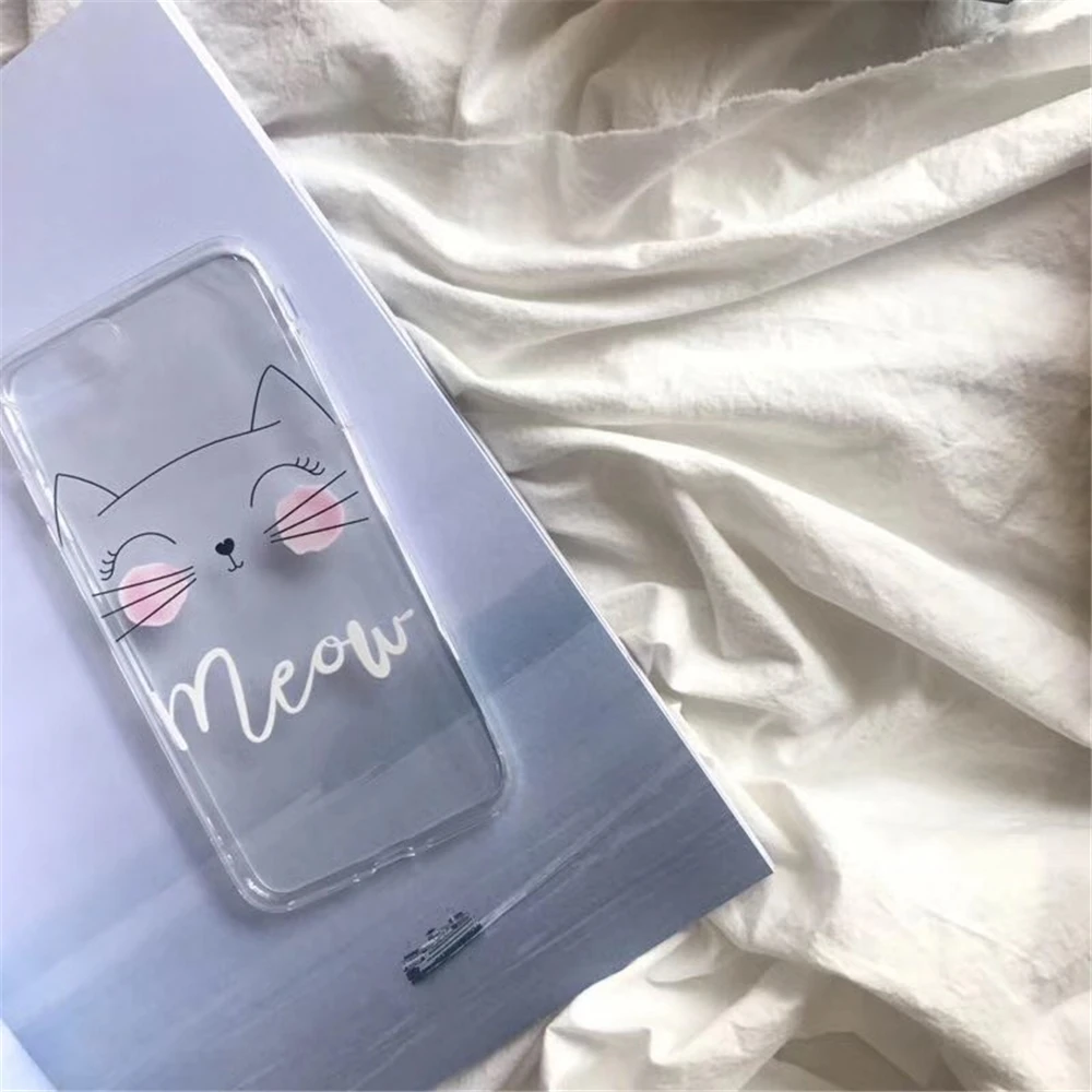 Мода милый кот животных Прозрачный Мягкие TPU Тонкий чехол для телефона iPhone 7 Дело