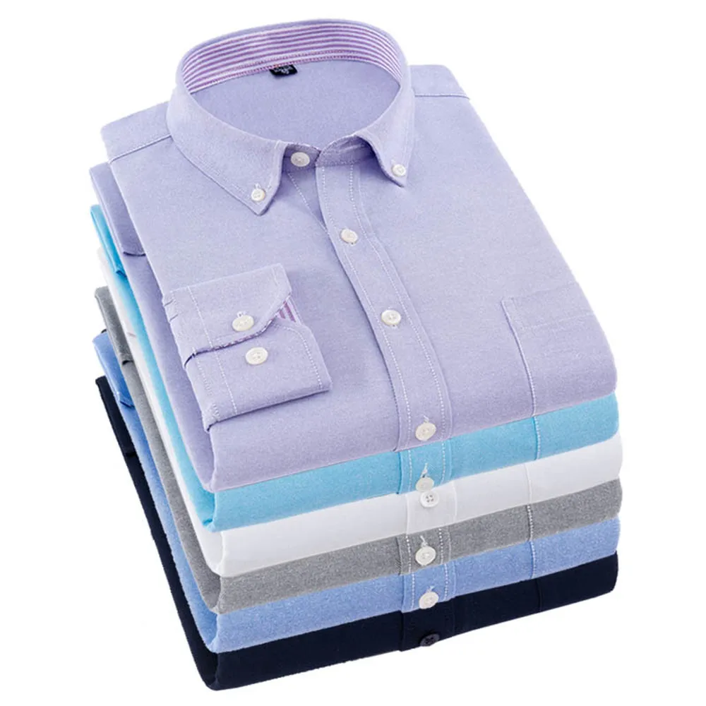 

ZOGAA Plus Size 6 Colors Men Fashion Pure Color Long Sleeve Shirt Casutal dress shirt for men clothing 2018