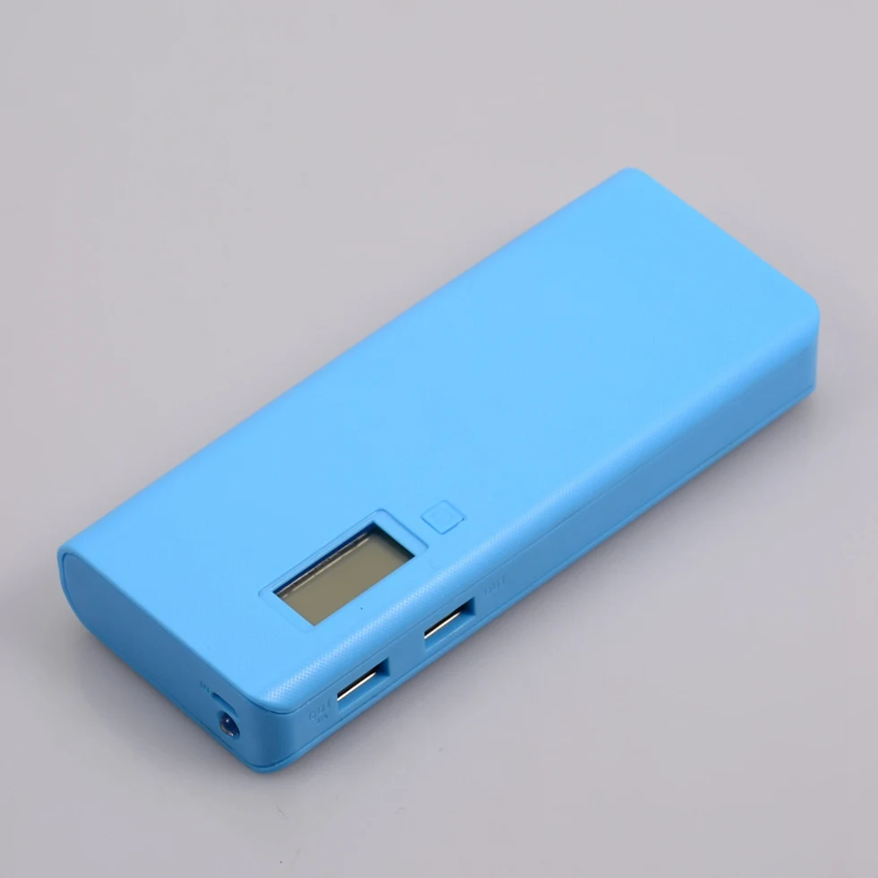 blue Без батареи) Внешний аккумулятор 20000 мАч USB 2 порта 5x18650 Внешний аккумулятор DIY чехол повербанк power Pover Bank Для Xiaomi Phone charger - Тип штекера: blue