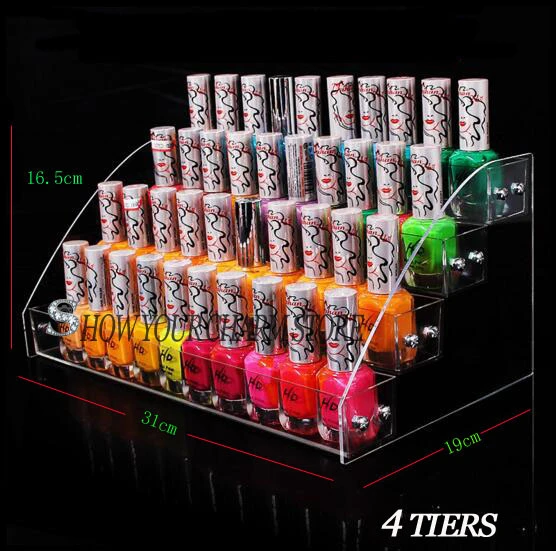 New 4-7 Tiers Acrylic Clear Cosmetic Varnish Display Stand Rack Holder Removable Nail Polish shelves Women Makeup Organizer Case |
