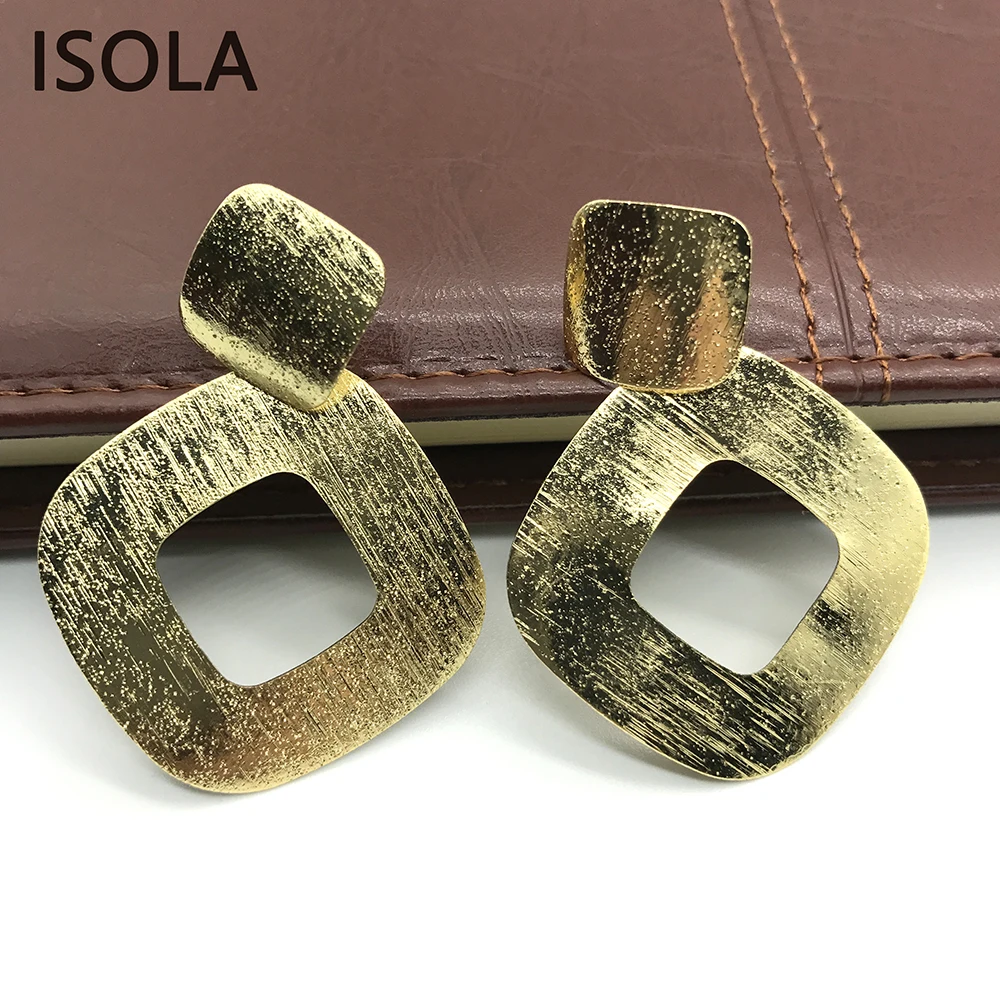 Минималистичные полые многоярусные серьги ISOLA очаровательные квадратные капли