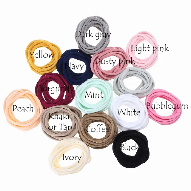 Mixed Colors 10 шт./партия, Новые однотонные нейлоновые эластичные повязки на голову, мягкие эластичные нейлоновые повязки на голову, один размер подходит для большинства - Цвет: Mixed Colors