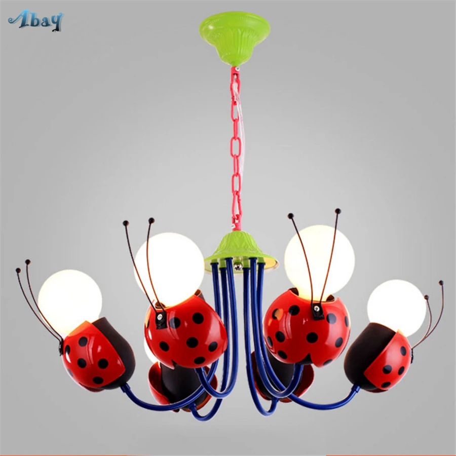 Creative Lovely Ladybug Iron led Ceiling Lights for Bedroom Study Children's Room Lighting Fixtures kindergarten ceiling lamp |