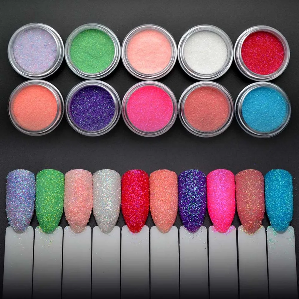 Gelike 2g Holographic Nail Glitter Powder Gradient Shining Sugar Dust Art Decorations Set | Красота и здоровье