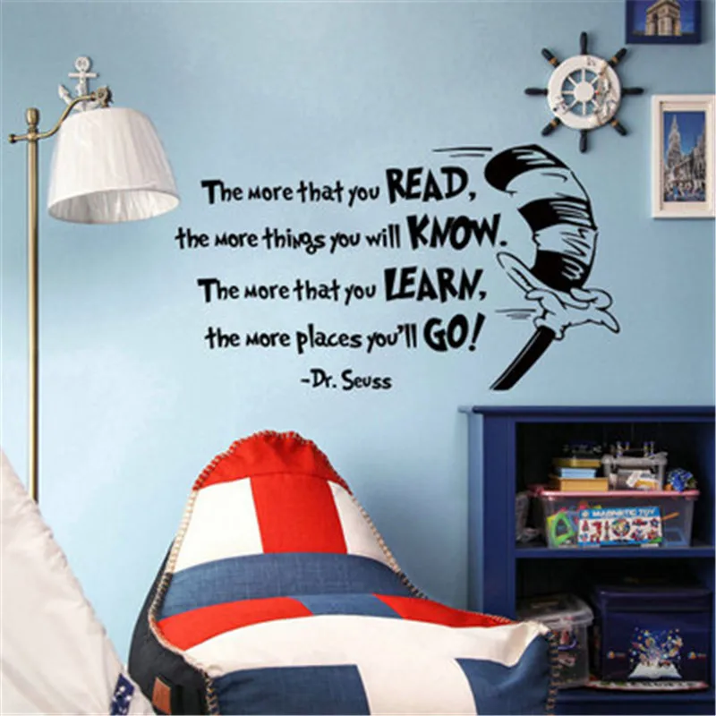 The More That You Read Inspirational Quotes Wall Sticker Vinyl Quote Saying Decals Home Decor Office Kids Room Mural | Дом и сад