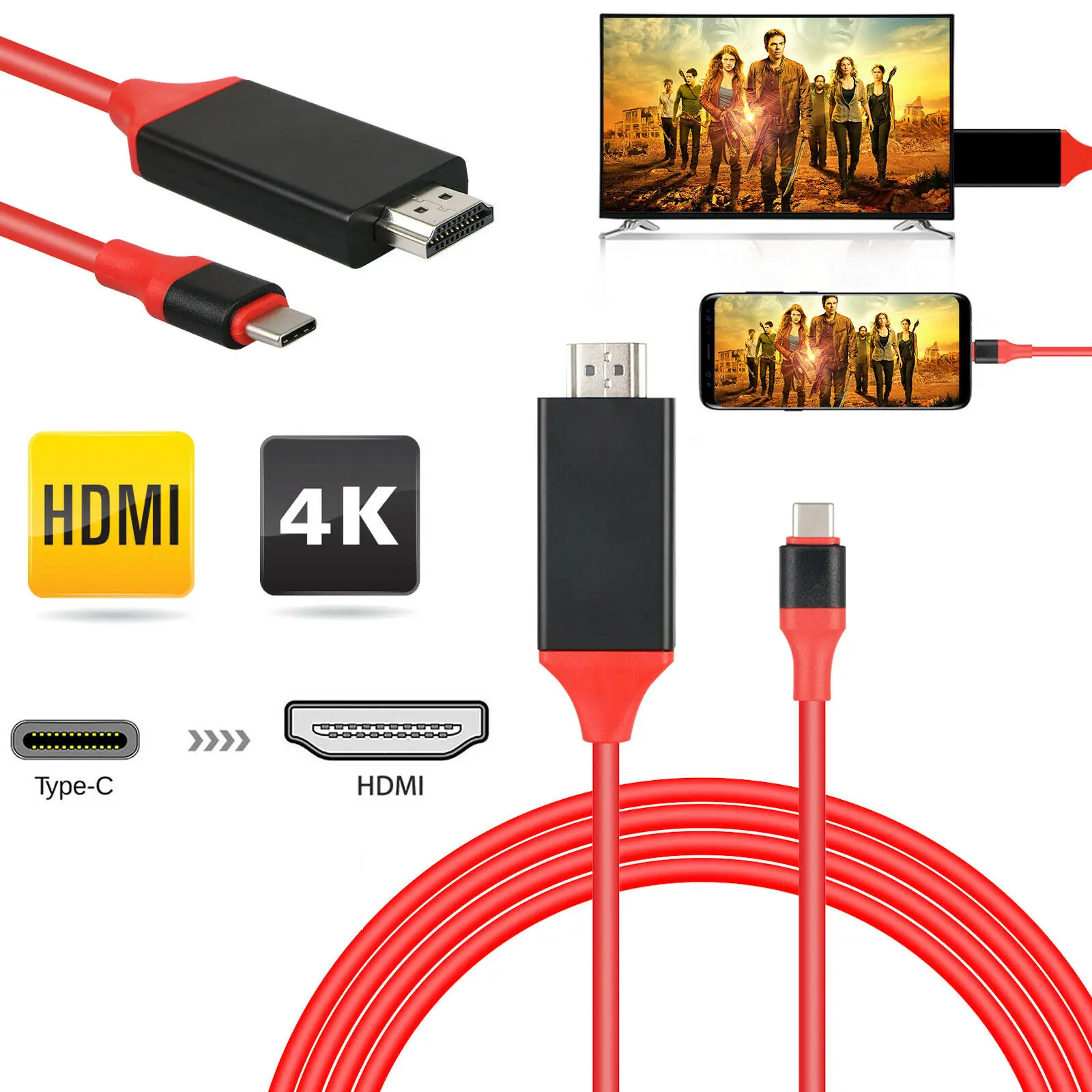 KuWFi концентратор Type C USB до 4K HD MI ТВ Кабель адаптер для Samsung Galaxy S10 Note 9 Mac|USB-хабы| |