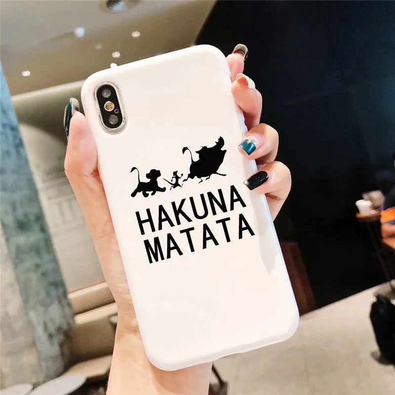Мягкий силиконовый матовый чехол из ТПУ для iPhone 6 XR XS MAX 8 8Plus X 7 7Plus 11 Pro, чехол с изображением короля льва пумбы Hakuna Matata