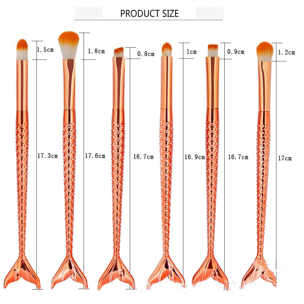 6 шт Русалка наборы кистей для макияжа Pro Косметические кисти век набора кисточек