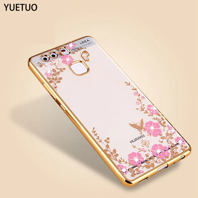 Yuetuo оригинальный роскошный золотой чехол из ТПУ для huawei p9 lite p 9 p9lite 2017 силиконовый